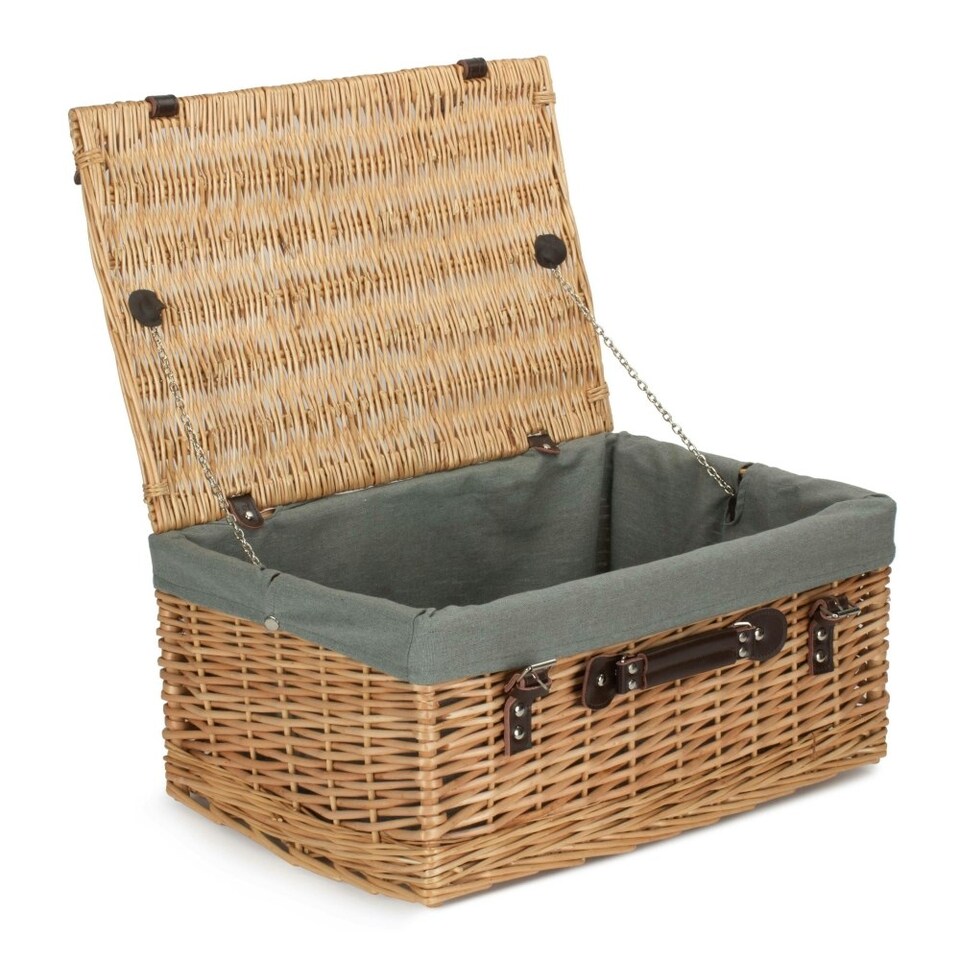image 1 of 51cm Buff Wicker Picnic Basket with Lining Red | Red | One Size