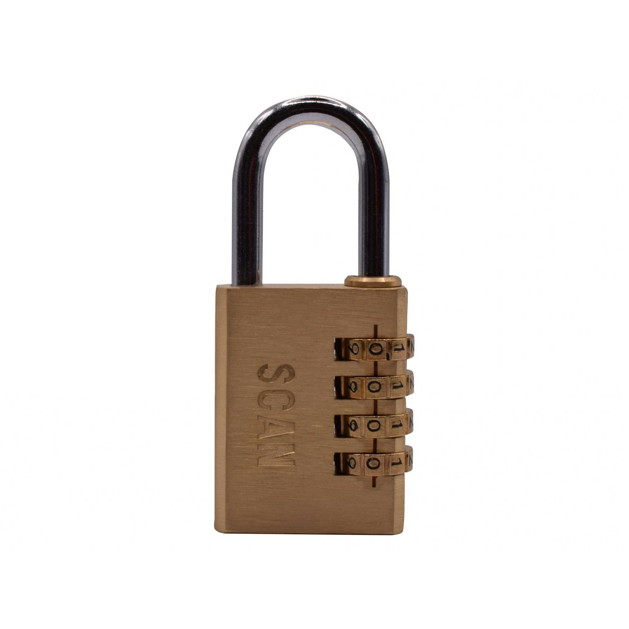 Scan Brass Combination Padlock - Multi Colour - 38mm