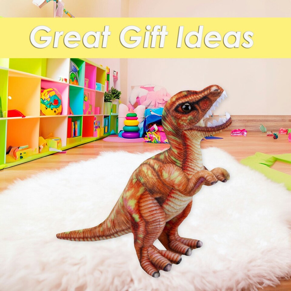 image 1 of T-Rex Dinosaur Soft Toy Dinosaur Skeleton Body Plush Cuddly Plushie 25cm Brown