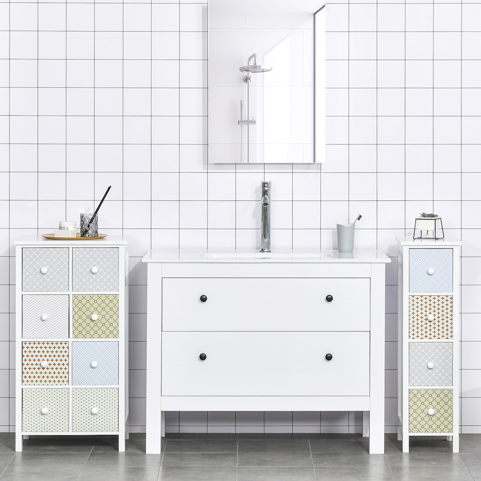 image 1 of HOMCOM Chest of Drawers, 4 Drawer Dresser, Storage Organizer Toilet Tissue Cabinet for Bedroom, Bathroom