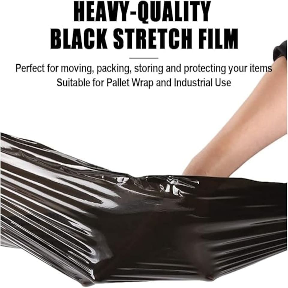 image 1 of 6 rolls, 400mm x 250m, Black pallet wrap, Ideal for moving/storage.