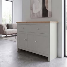 Vida Designs Arlington 2 Drawer 3 Door Sideboard Shaker Buffet Cabinet Storage, Grey & Oak | Grey | Grey & Oak | 1