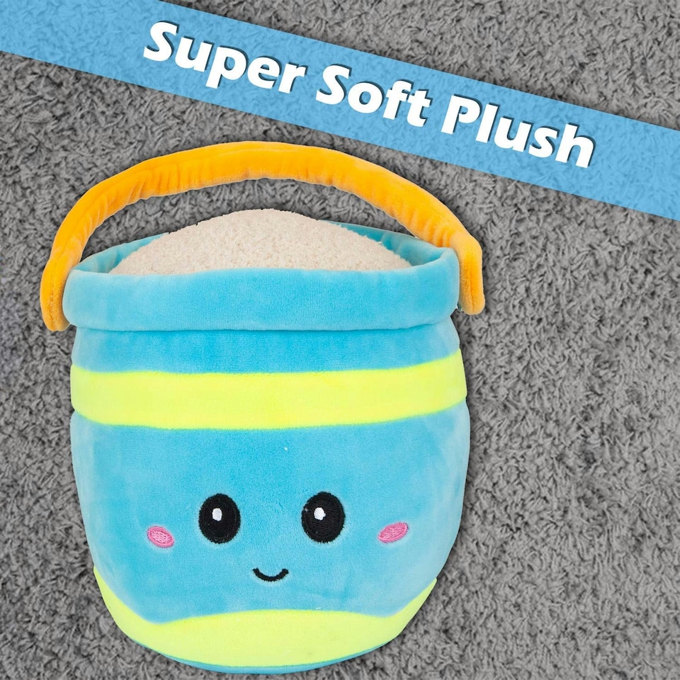 image 1 of Bucket Soft Toy Cute Plushie Huggable Cuddly Stuffed Toy 27cm Blue