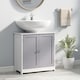 image 2 of kleankin 60x60cm Under-Sink Storage Cabinet w/ Adjustable Shelf Grey White | White | White, Grey