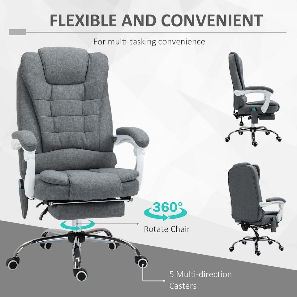 image 1 of Vinsetto Ergonomic Heated 6 Points Vibration Massage Office Chair, Grey