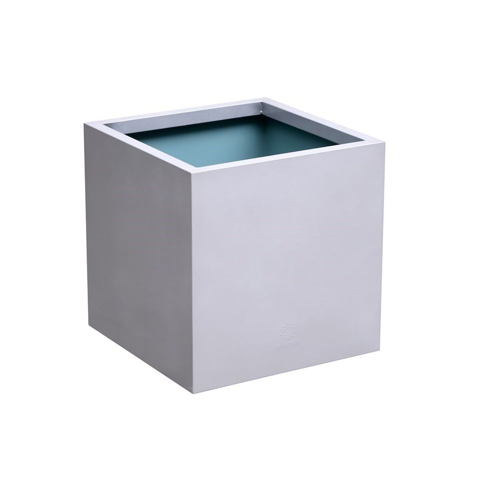 image 1 of Primrose Zinc Galvanised Silver Cube Steel Planter Pot 30cm