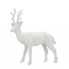 White Glitter Reindeer Christmas Decoration 17cm