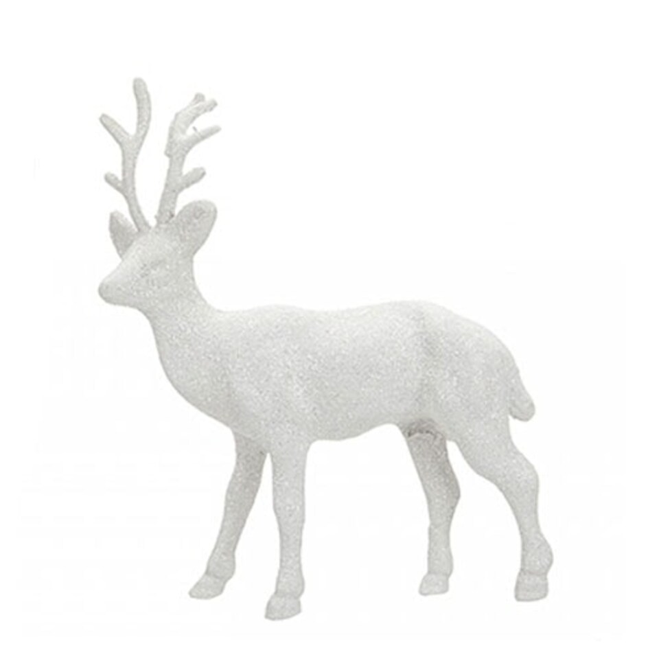 White Glitter Reindeer Christmas Decoration 17cm