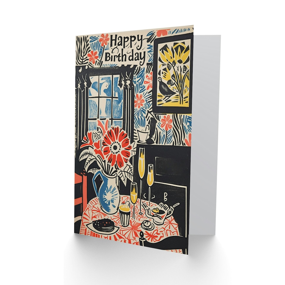 image 1 of Brunch Drinks Floral Tea Room Woman Her Birthday Card