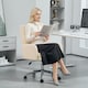 image 2 of HOMCOM Home Office Chair, Upholstered Sherpa Fleece Desk Chair with Height Adjustable, Tilt Function and 360 Swivel Wheels for Home Office and Study Room, Cream White | Cream