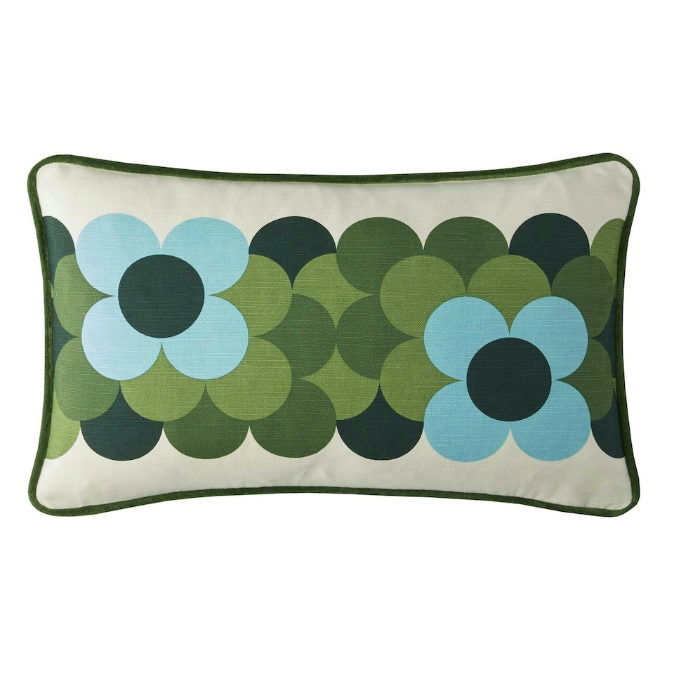 image 1 of Orla Kiely Retro Flower Stripe Riviera Filled Cushion 30x50cm Green