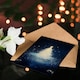 image 4 of Greeting Card Bright White Tree Magical Forest Lake Night Blank For Him Or Her Art Xmas Christmas Card