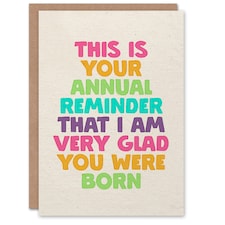 Your Annual Reminder That I Am Glad You Were Born Birthday Card