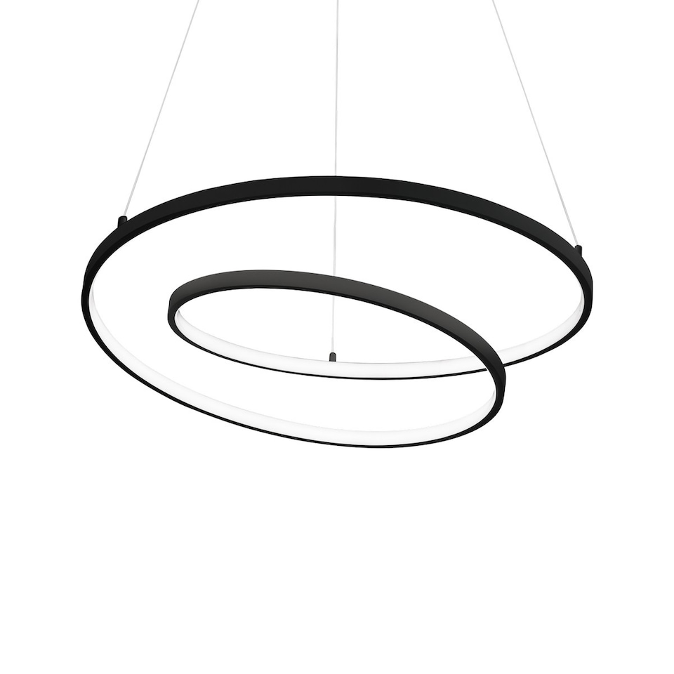 image 1 of OZ Dimmable Swirl 80cm Integrated LED Pendant Ceiling Light Black, 3000K