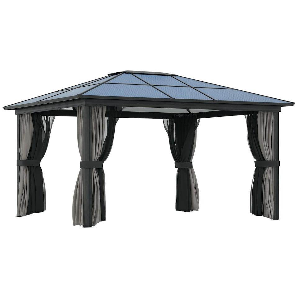 image 1 of Outsunny 3.6 x 4m Aluminium Hardtop Gazebo Canopy w/ Polycarbonate Top