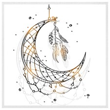 Dream catcher with crescent moon (Picutre Frame) White | L
