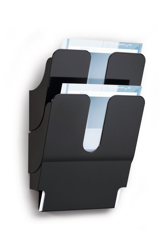 image 1 of Durable FLEXIPLUS 2 Wall Mounted Literature Tray | A4 Portrait Holder | Black