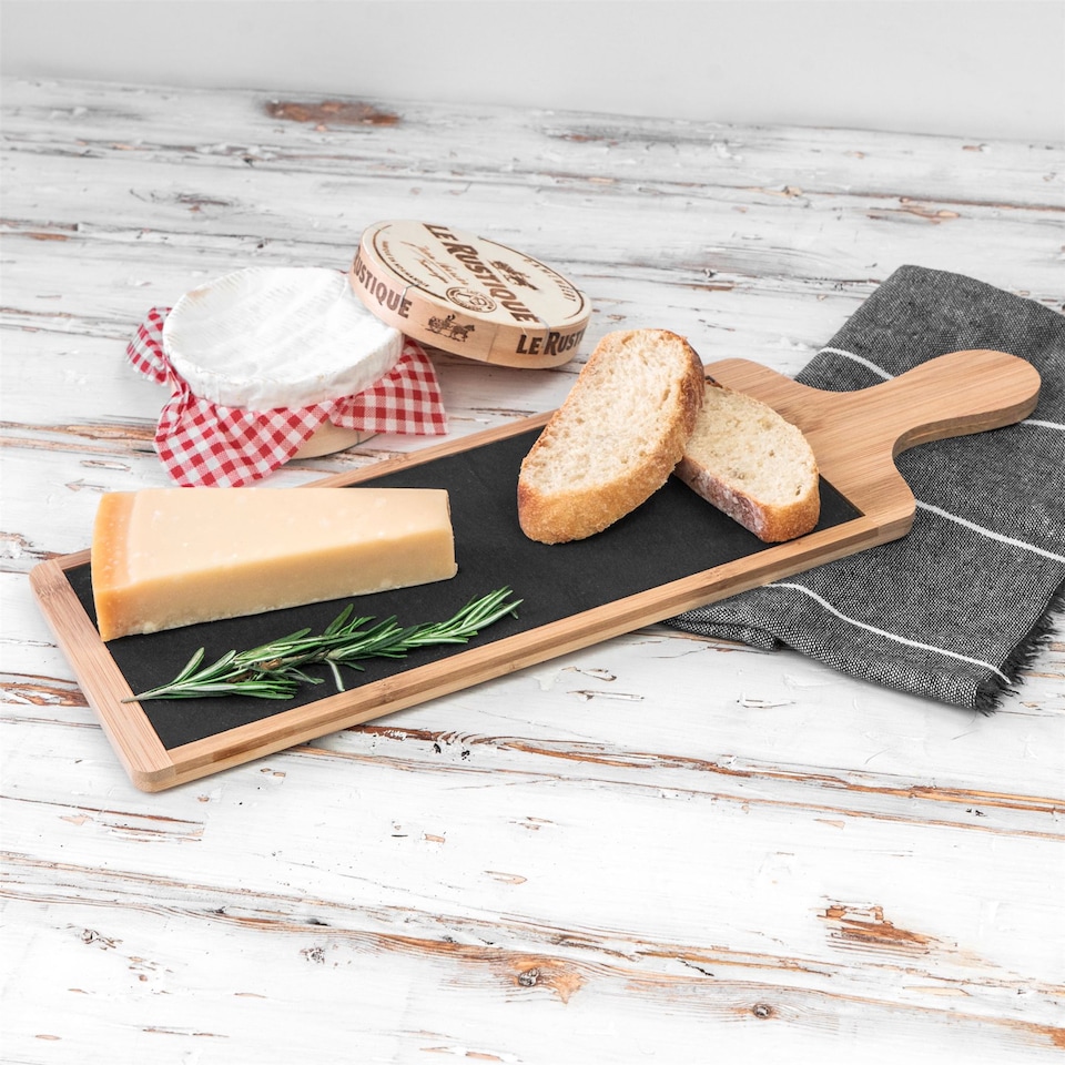 image 1 of Argon Tableware Bamboo Slate Serving Paddles - 44.5 x 14.5cm - Pack of 2 | Grey | Grey
