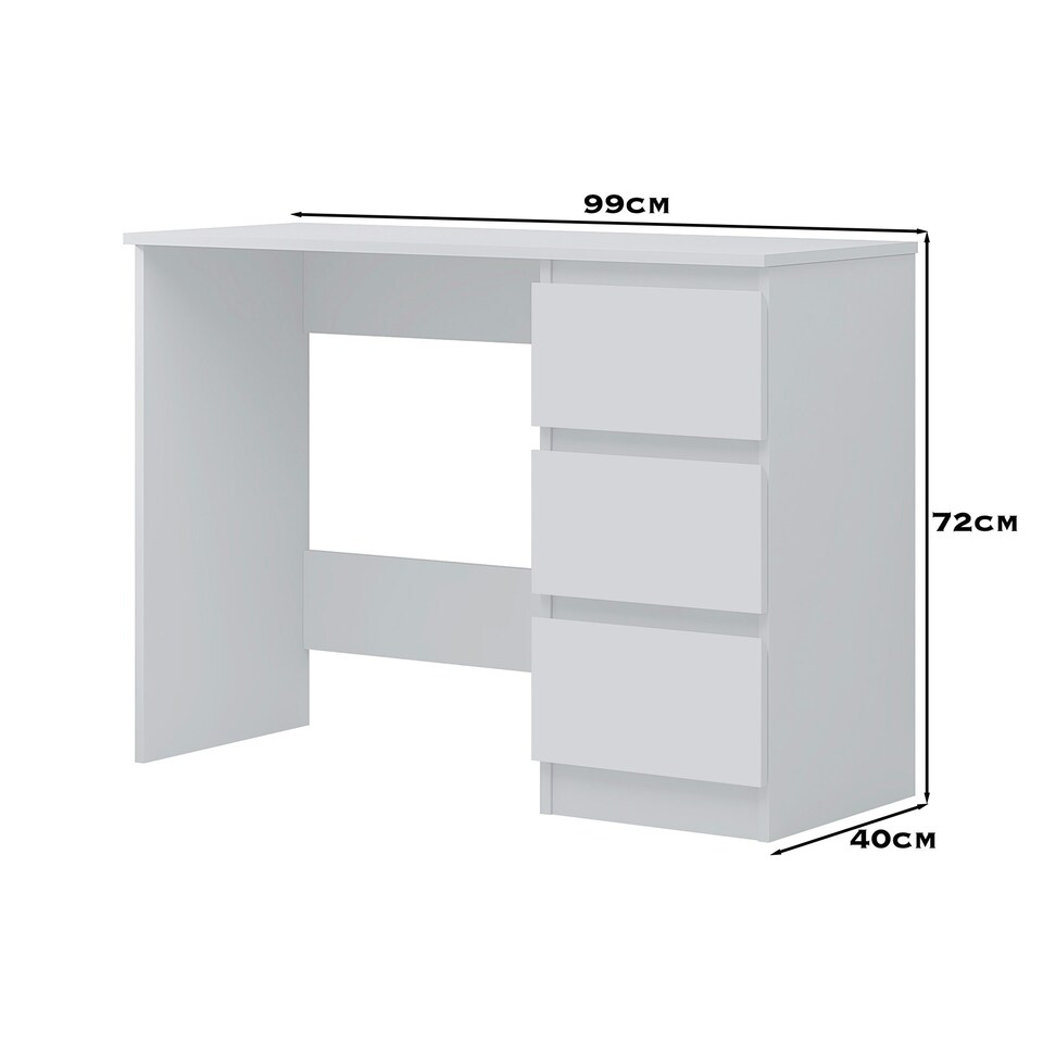 image 1 of FWStyle Stora 3 Drawer Dressing Table - Matt White White