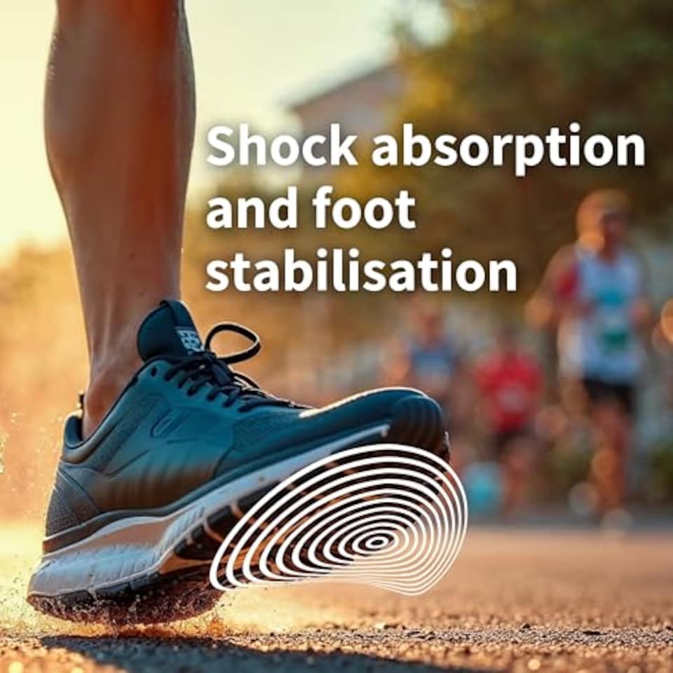 image 1 of Sorbothane Sorbo Pro Insoles Men & Women – Shock Absorbing Inserts For Pronation & Heel Pain Relief – Arch Support Shoe Insole For Running, Walking, Work Boots – Antibacterial, Size UK 10