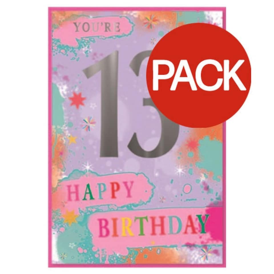 Simon Elvin You´re 13 Birthday Greetings Card (Pack of 6) - Multicoloured - One Size