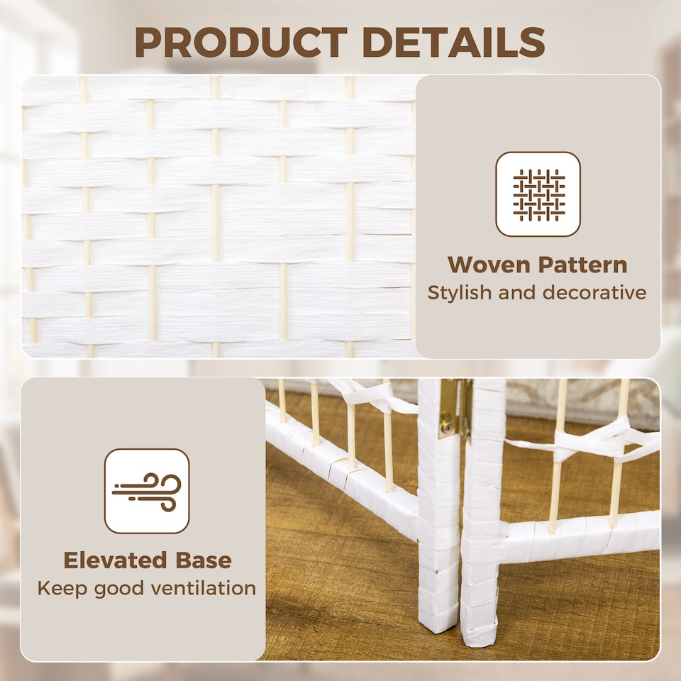 image 1 of HOMCOM 6 Panel Folding Room Divider, Freestanding Privacy Screen, White