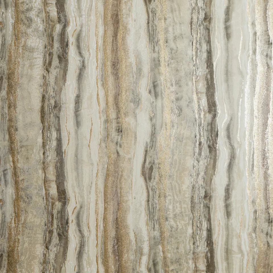 image 1 of Oslo Wallpaper in Cream and Mocca with Gold Metallic | Brown | Brown, Cream, Gold | 53cm x 10m