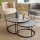 image 3 of Nest of 2 Grey Tables Round Stackable Side Unit Industrial Living Room Furniture