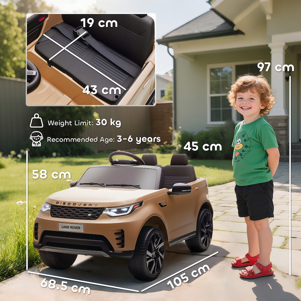 image 1 of AIYAPLAY Land Rover Discovery Licensed 12V Kids Electric Car w/ Remote Khaki