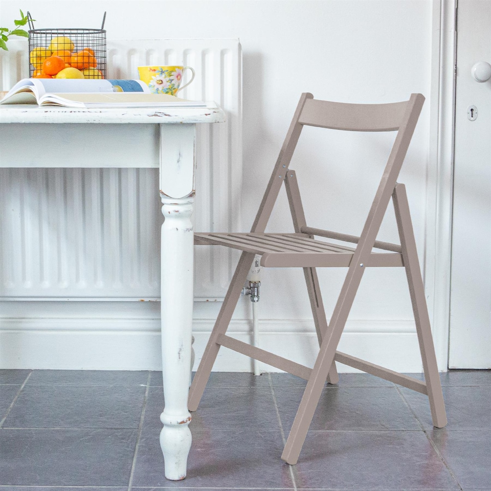 image 1 of Harbour Housewares Beech Wood Folding Chairs - Dove Grey - Pack of 2 | Grey | Dove Grey