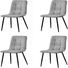 MCC Direct Henri Faux Suede Leather Dining Chairs Set of 4 Light Grey