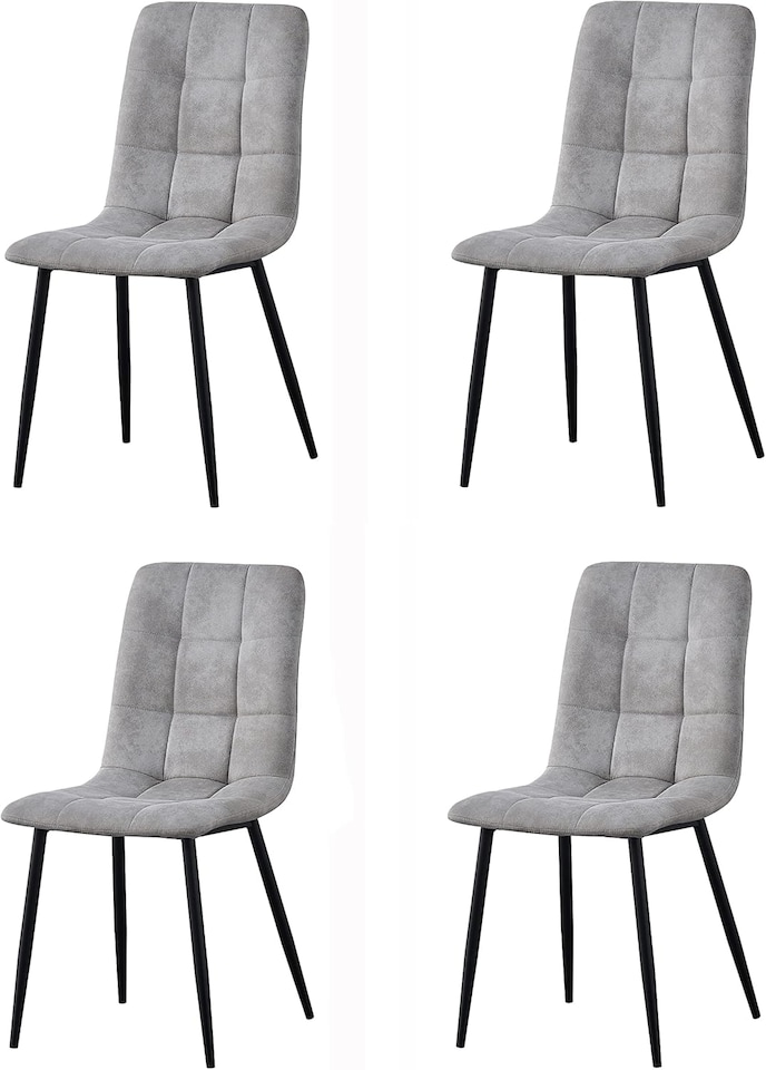 image 1 of MCC Direct Henri Faux Suede Leather Dining Chairs Set of 4 Light Grey