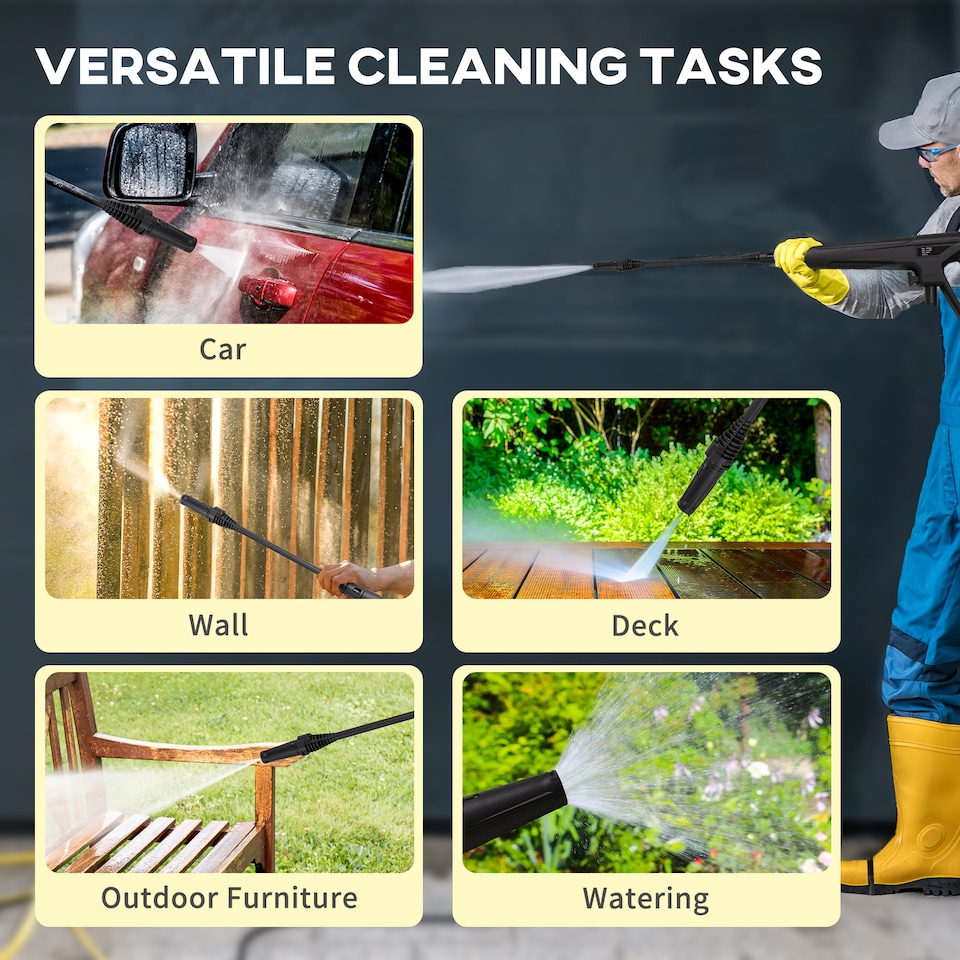 image 1 of DURHAND 1800W High Pressure Washer 150 Bar Pressure 510 Lh Flow HighPerformance Portable Power Washer Jet Wash Cleaner with 6M Hose and Hose Reel for Garden Car Furniture Green