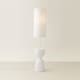 image 4 of ValueLights Esme Linen Tall Lamp Shade Ceramic Table Base Midi Floor Lamp | Cream
