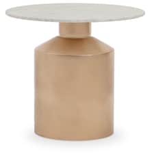 Interiors by Premier Marble Top Gold Base Side Table, Contemporary End Table in Bottleneck Design, Sturdy Iron Base Gold