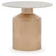 image 1 of Interiors by Premier Marble Top Gold Base Side Table, Contemporary End Table in Bottleneck Design, Sturdy Iron Base Gold
