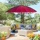 image 2 of Outsunny 2.5m Shanghai Garden Parasol Umbrella with Crank  Tilt, Adjustable Outdoor Sun Shade, Red