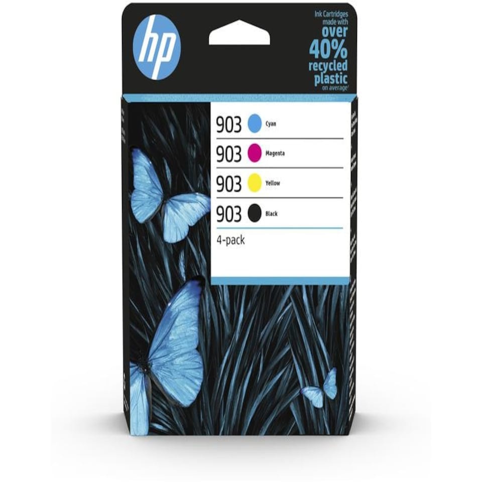 HP 903 Black Cyan Magenta Yellow Standard Capacity Ink Cartridge Multipack 12.4ml + 3 x 4.5ml (Pack 4) for HP OfficeJet 6950/6960/6970 AiO - 6ZC73AE N/A