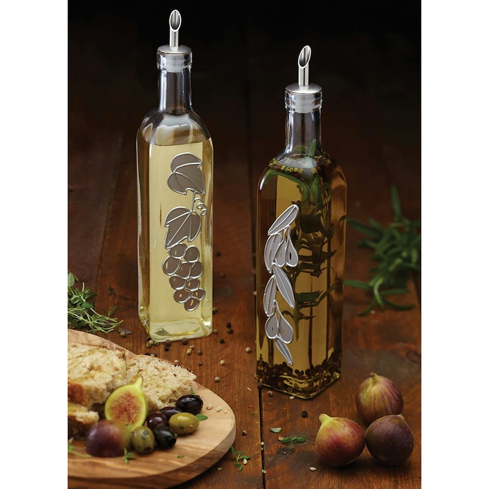 image 1 of KitchenCraft Oil Vinegar Bottle Set Clear Glass 500ml