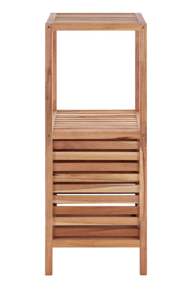 image 1 of ARLA Two Tier Walnut Wood Bathroom Shelf Unit