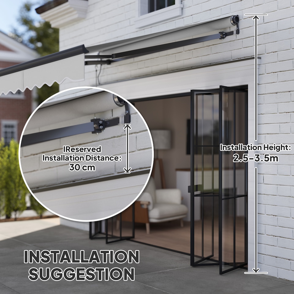 image 1 of Outsunny 2.5 x 2m Electric Retractable Awning w Aluminium Frame Light Grey | Grey | 1