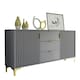 image 8 of Bold sideboard 140cm grey ribbed fronts gold accents | Grey