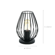 EGLO Newtown 1-Light Vintage Table Lamp With A Black Caged Shade