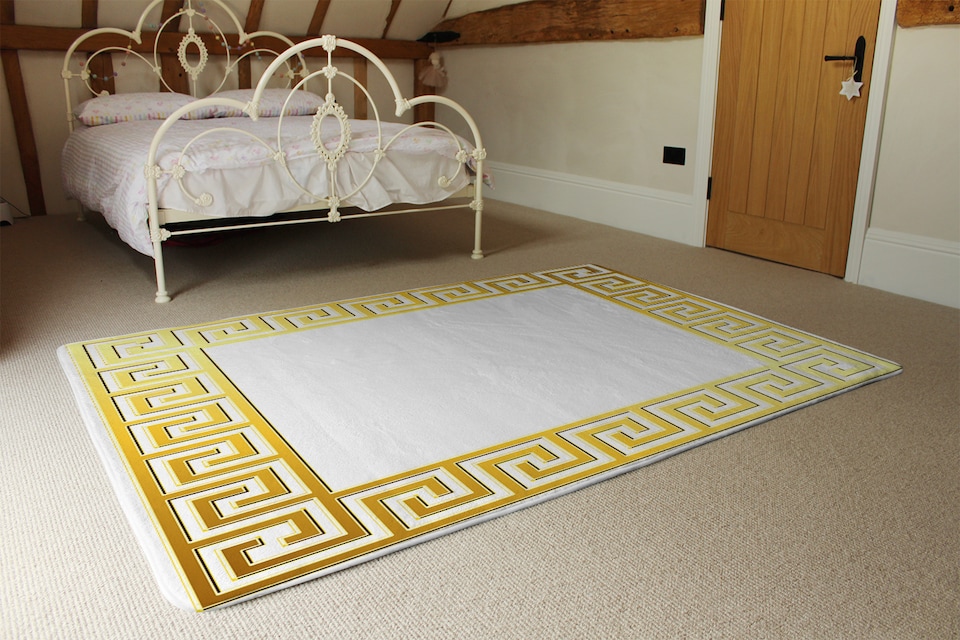 image 1 of Golden Greek Ornamental Frame Rug | Multi