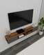 image 4 of Mayer Floating TV Stand with Shelves and Cabinets | Multi | Light Walnut & Anthracite | One Size | 1