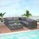 image 2 of Outsunny 4Pcs Patio Rattan Sofa Garden Furniture Set Table w/ Cushions Grey