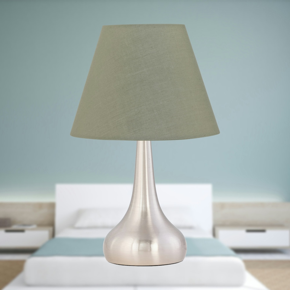 image 1 of Set of 2 Sage Green Cotton 20cm Diameter Tapered Fabric Lamp Shades Green