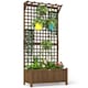 image 1 of Outsunny Wood Planter with Trellis for Climbing Plants Vines Planter Box Brown