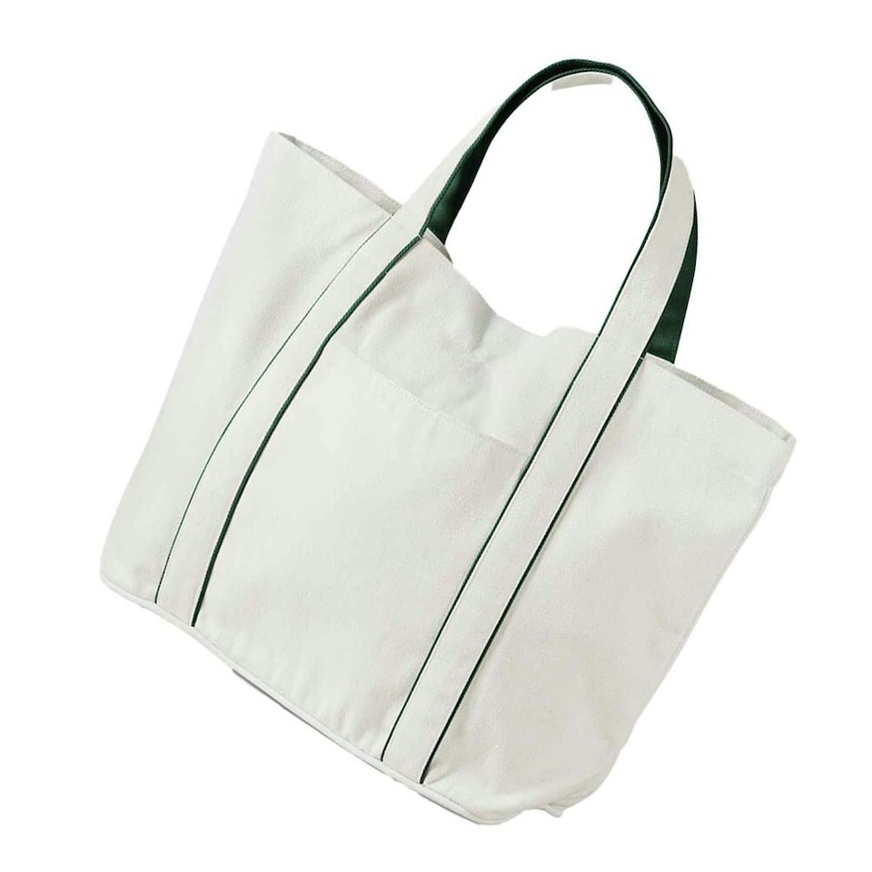 image 1 of Westford Mill Courtside Tote Bag - Soft White/Bottle Green - One Size