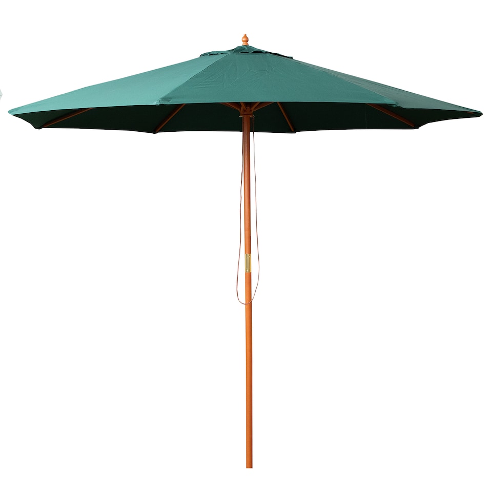 image 1 of Samuel Alexander 2.7m Outdoor Wooden Garden Parasol Sun Shade with Carry Bag in Green